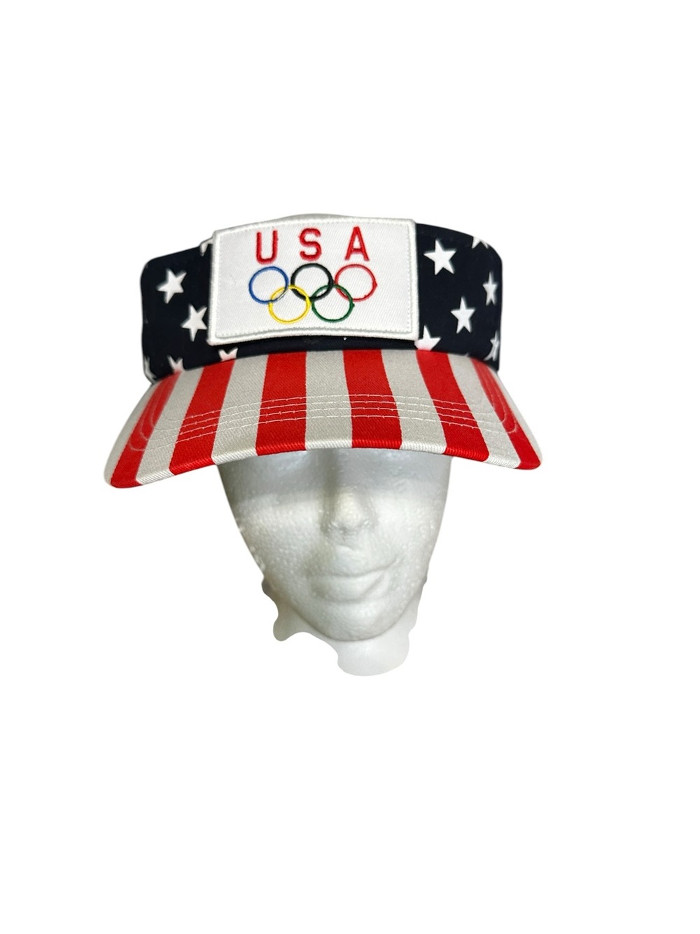 Vintage USA Olympic Rings Patriotic Stars & Stripes Visor Hat Team USA LA84